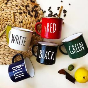 CHL custom wholesale bulk logo printing travel outdoor metal steel camping tin tea milk coffee enamel mugs enamelware cups