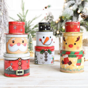 Christmas creative three-dimensional Santa Claus modeling three-layer tin Tinplate gift box Christmas children gift candy box