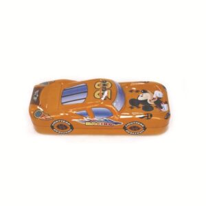 Creative racing car shape metal tin pencil case pen box stationery box with 3 layers and 4 turning wheels