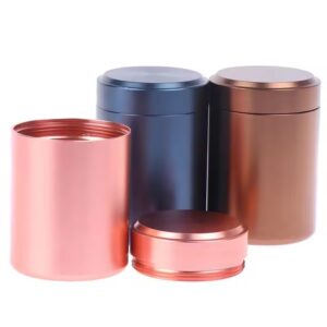 Custom printed luxury food grade coffee bean tin box airtight coffee tea tins canister degassing valve seal round coffee can tin