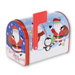 Custom Printed Mail Shaped Christmas Metal Tin Can Boxes