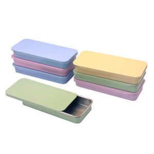 Custom Rectangular Child Resistant Tin With Removable Slide Top Lid Portable Cigarette Candy Tin Box