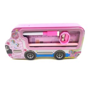 Good Quality Pink Cartoon Car Design Stationery Box Irregular Shape Layered Metal Tin Box