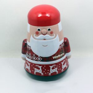 High Quality CMYK Printing Christmas Decorative Cookie Tin Box 3D Santa Claus Shape Metal Tin Case for Gift Packaging