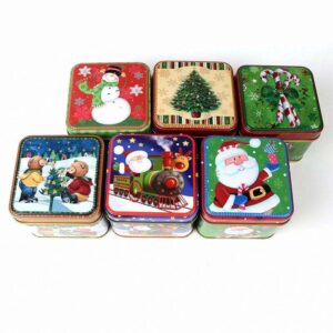 Hot Sale!! Holiday Gifts Christmas Gift Tin Box Small Square Cookie Tinplate Metal Box Custom Candy Chocolate Food Packaging box