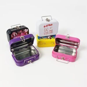 New design custom mini vantage suitcase metal tin box mint candy tin can rectangular handbag tin jewelry coin container