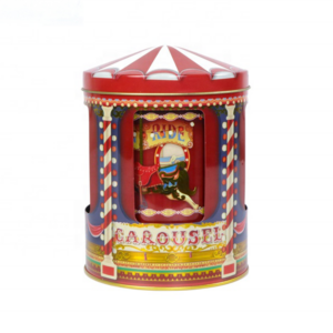 Personalized Christmas Gift Packaging Metal Round Carousel Tin Music Box