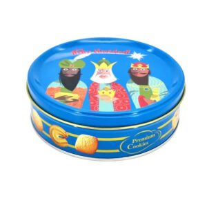 round biscuits cookies tin box food metal container