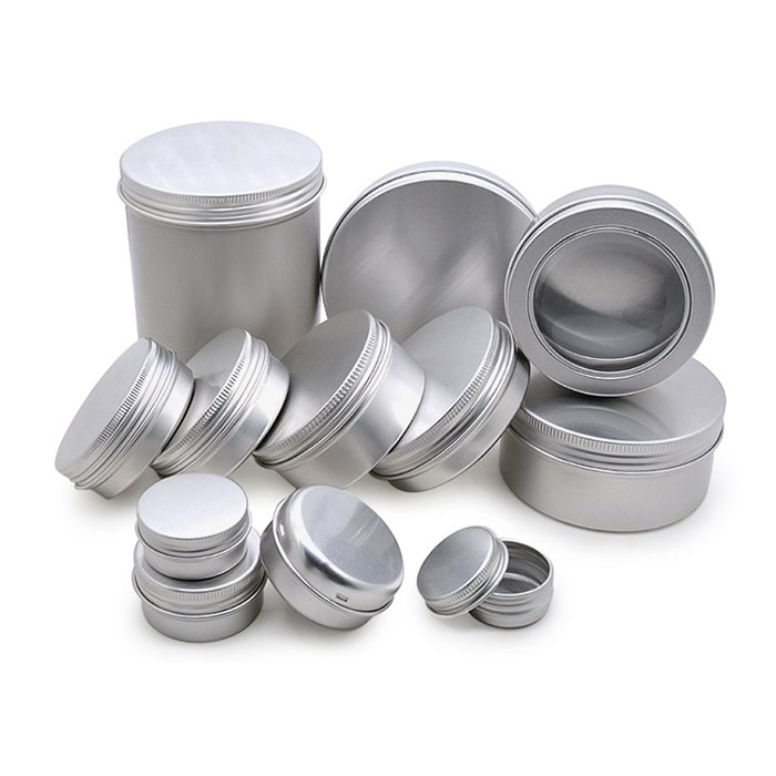 Silver Round Aluminum Tin Jar