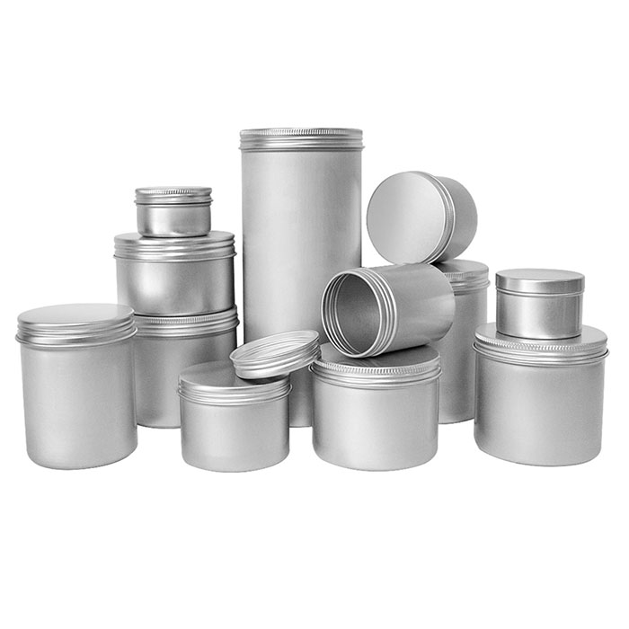 Silver Round Aluminum Tin Jar