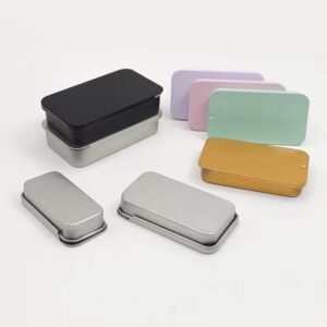 small size metallic packing container jar for gift rectangle tin can boxes empty square black tins boxes for candy