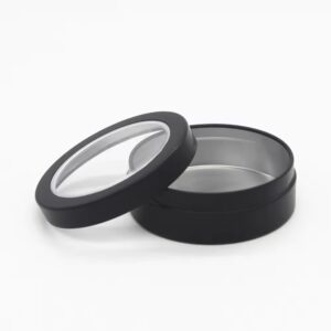 Wholesale black/silver aluminum can, skin cream cosmetic container with skylight Straight edge aluminum can