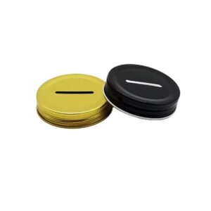 Wholesale Coin Slot Lids mason-jar Piggy Bank Lid Tinplate Metal Cap Cover for Regular Mouth Mason Jar Storage Coin Lids