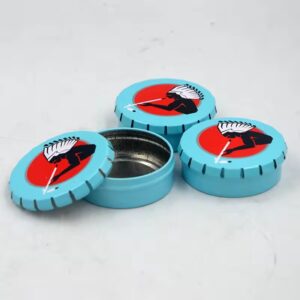 Wholesale Custom Small Breath Chewing Gum Round Pressitin Tin Can Custom Click Clack Mint Candy Tin Box