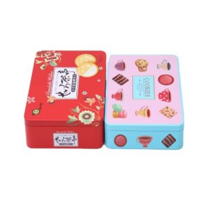 Custom Small Square Food Grade Gift Biscuit Tin Can Metal Packaging Tin Container Boxes