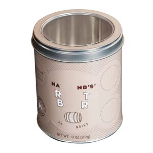 Dongguan tin manufacturer metal tinplate round cookie chocolate cake tin box with window on the lid