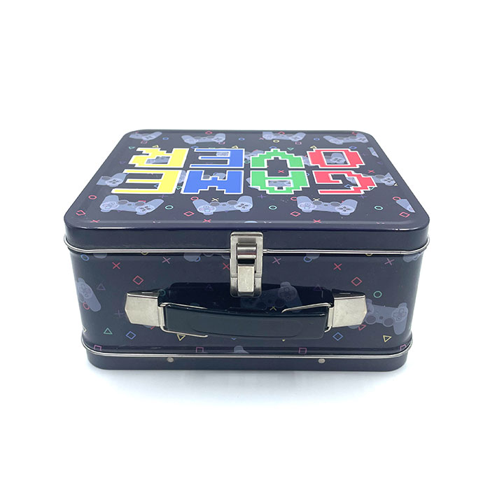 Handheld Tin Box with Latch Lock and Hinged