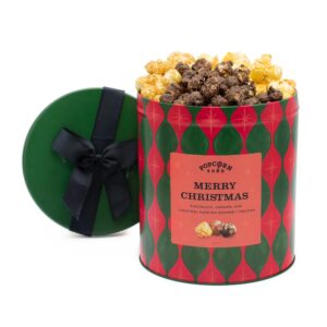 Wholesale Custom Printed Empty Popcorn Tin Cans Recycled Eco Friendly Christmas Decorative Tin Popcorn Bucket With Airtight Lids