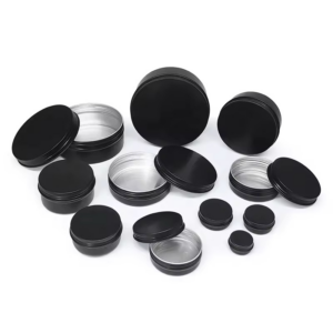 15ml 50ml 60ml 100ml 150ml round empty tin can black tin screw lid black aluminum tin